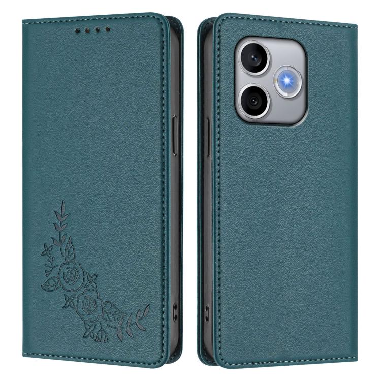 For Honor 600 Lite Global Peony Embossed Magnetic RFID Vegan Leather Phone Case