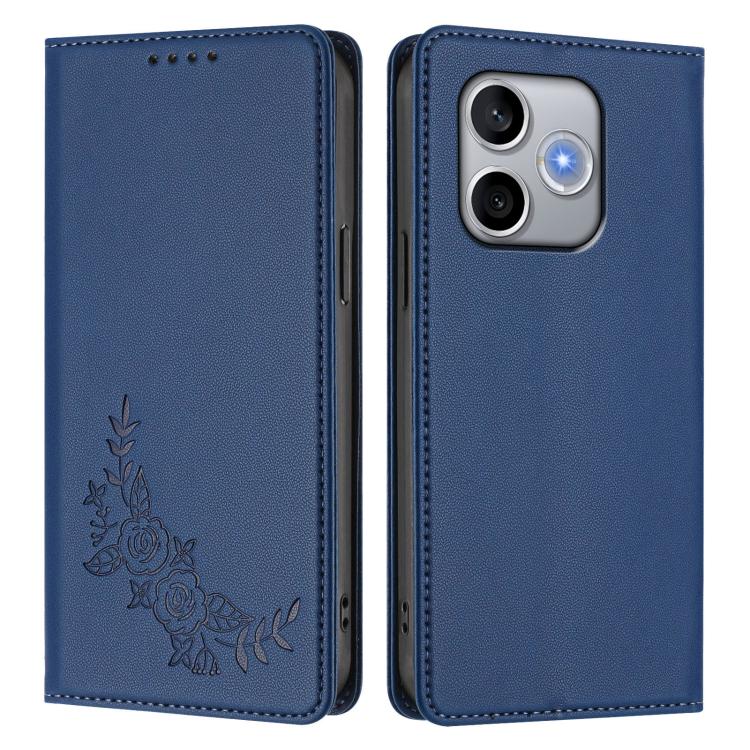 For Honor 600 Lite Global Peony Embossed Magnetic RFID Vegan Leather Phone Case