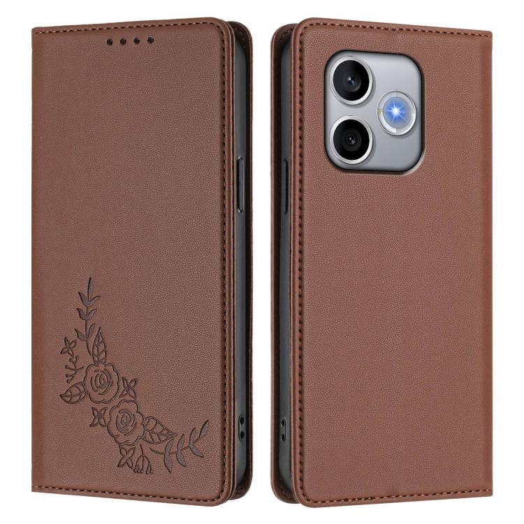For Honor 600 Lite Global Peony Embossed Magnetic RFID Vegan Leather Phone Case