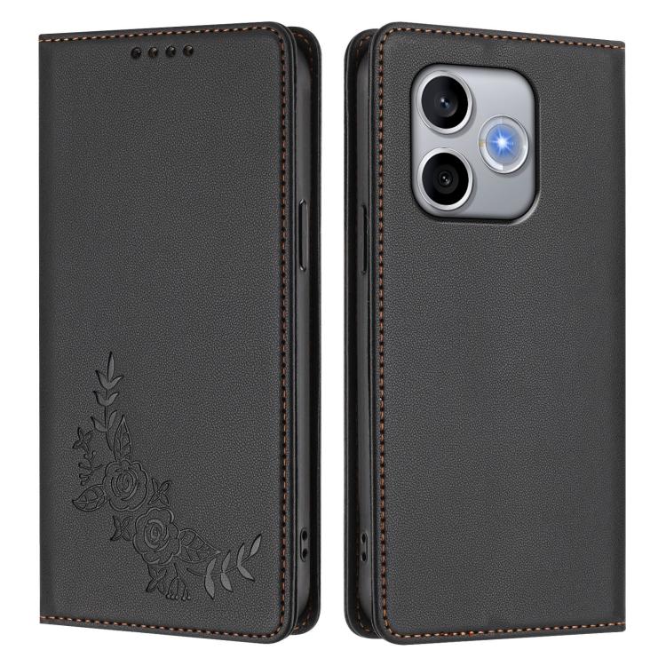 For Honor 600 Lite Global Peony Embossed Magnetic RFID Vegan Leather Phone Case