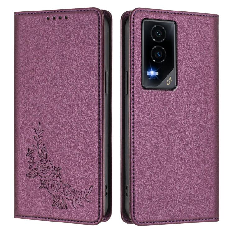 For Honor GT Peony Embossed Magnetic RFID Vegan Leather Phone Case