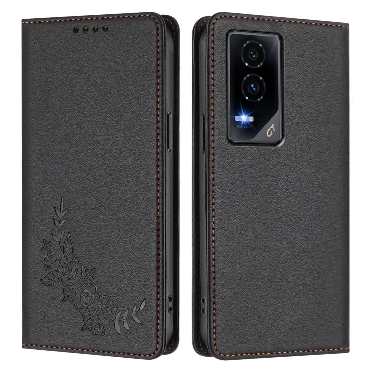 For Honor GT Peony Embossed Magnetic RFID Vegan Leather Phone Case