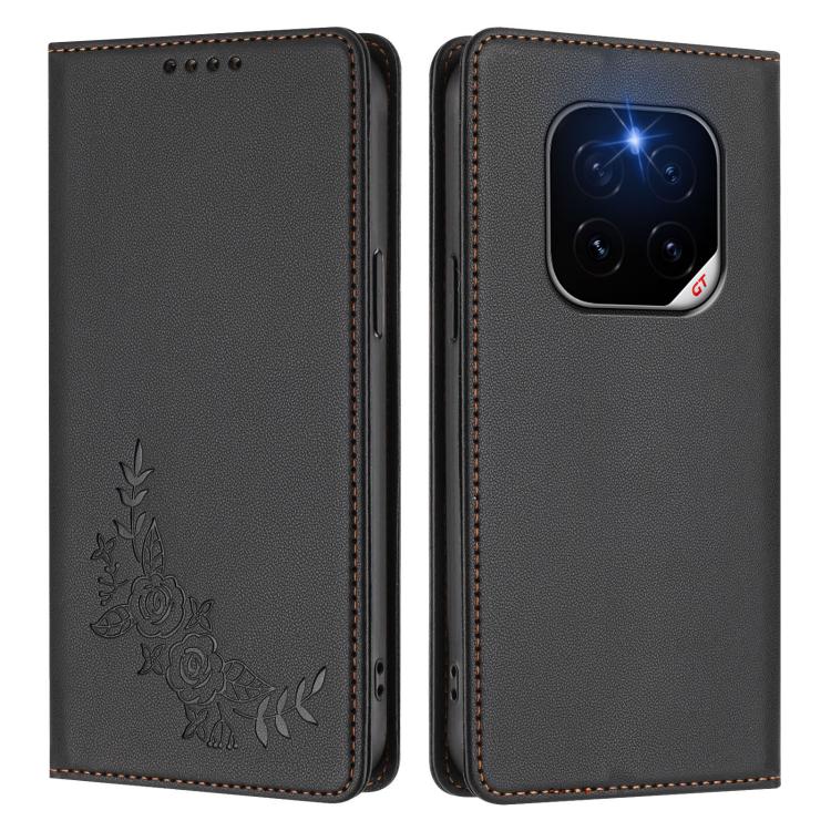 For Honor GT Pro Peony Embossed Magnetic RFID Vegan Leather Phone Case