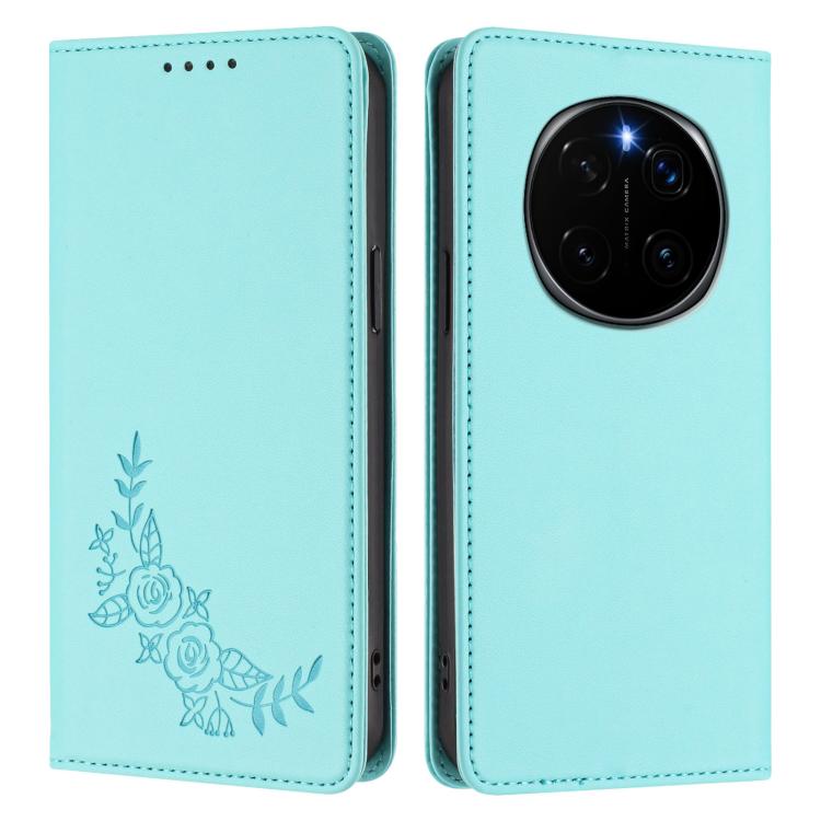 For Honor Magic7 Peony Embossed Magnetic RFID Vegan Leather Phone Case