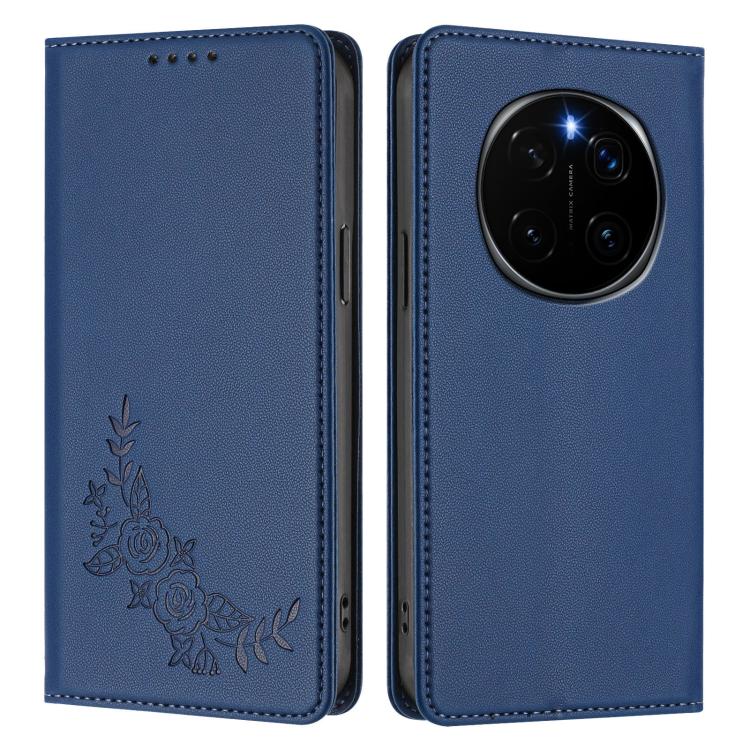 For Honor Magic7 Pro Peony Embossed Magnetic RFID Vegan Leather Phone Case
