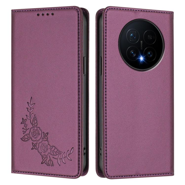 For Honor Magic8 Peony Embossed Magnetic RFID Vegan Leather Phone Case