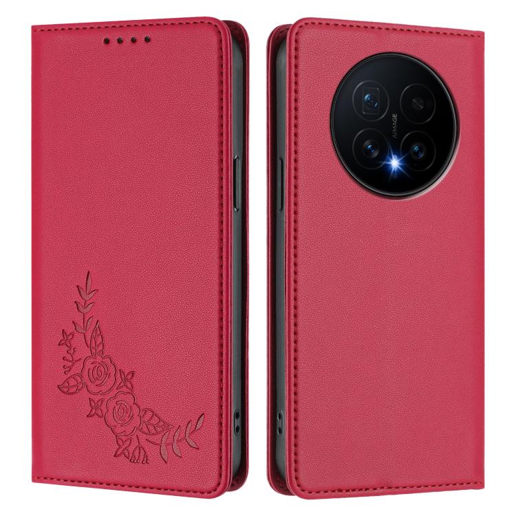 For Honor Magic8 Peony Embossed Magnetic RFID Vegan Leather Phone Case