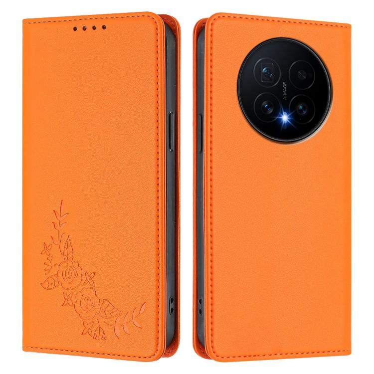 For Honor Magic8 Peony Embossed Magnetic RFID Vegan Leather Phone Case