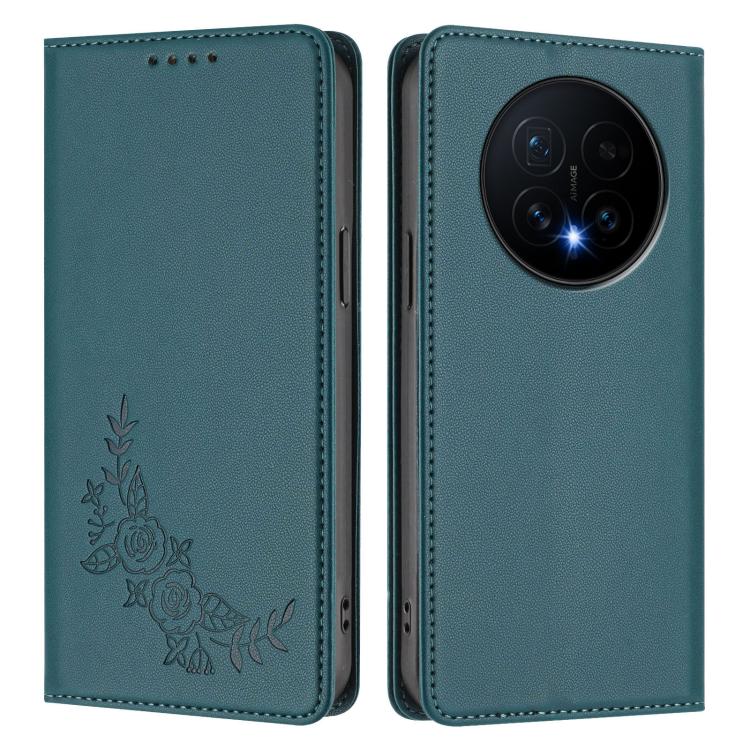 For Honor Magic8 Peony Embossed Magnetic RFID Vegan Leather Phone Case