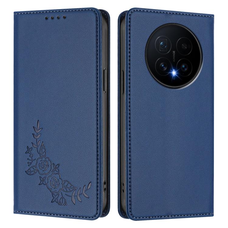 For Honor Magic8 Peony Embossed Magnetic RFID Vegan Leather Phone Case