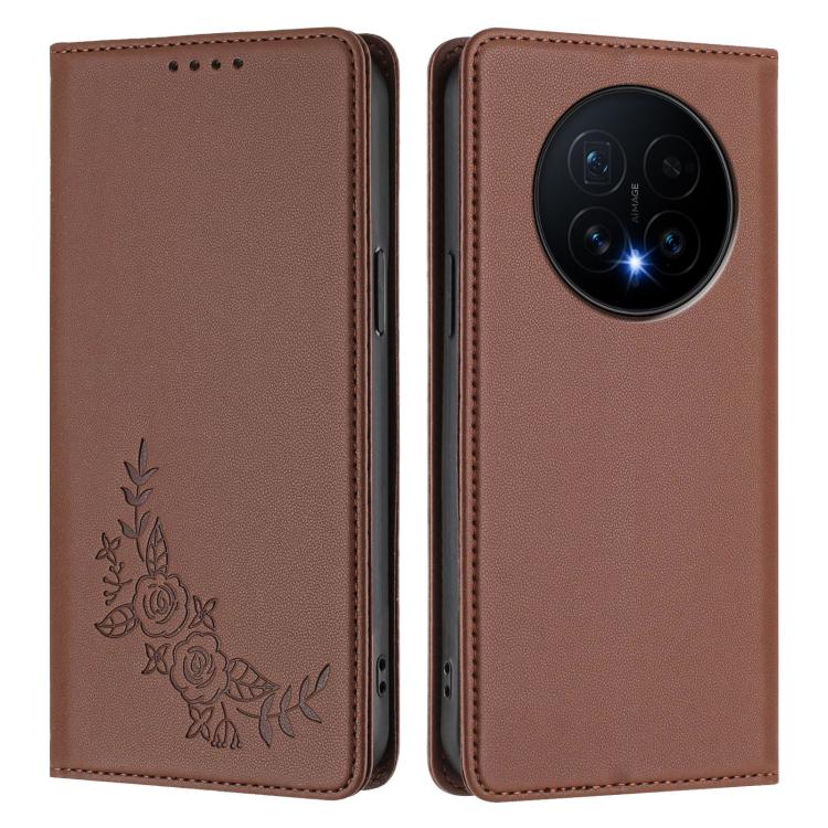 For Honor Magic8 Peony Embossed Magnetic RFID Vegan Leather Phone Case