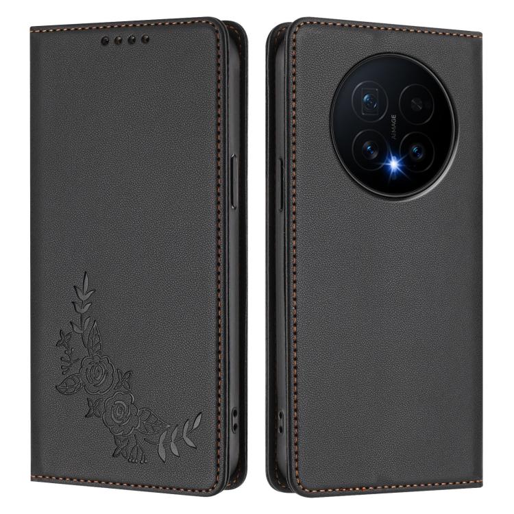 For Honor Magic8 Peony Embossed Magnetic RFID Vegan Leather Phone Case