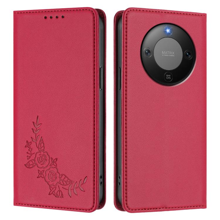 For Honor Magic8 Lite / Honor X9d 5G Peony Embossed Magnetic RFID Vegan Leather Phone Case
