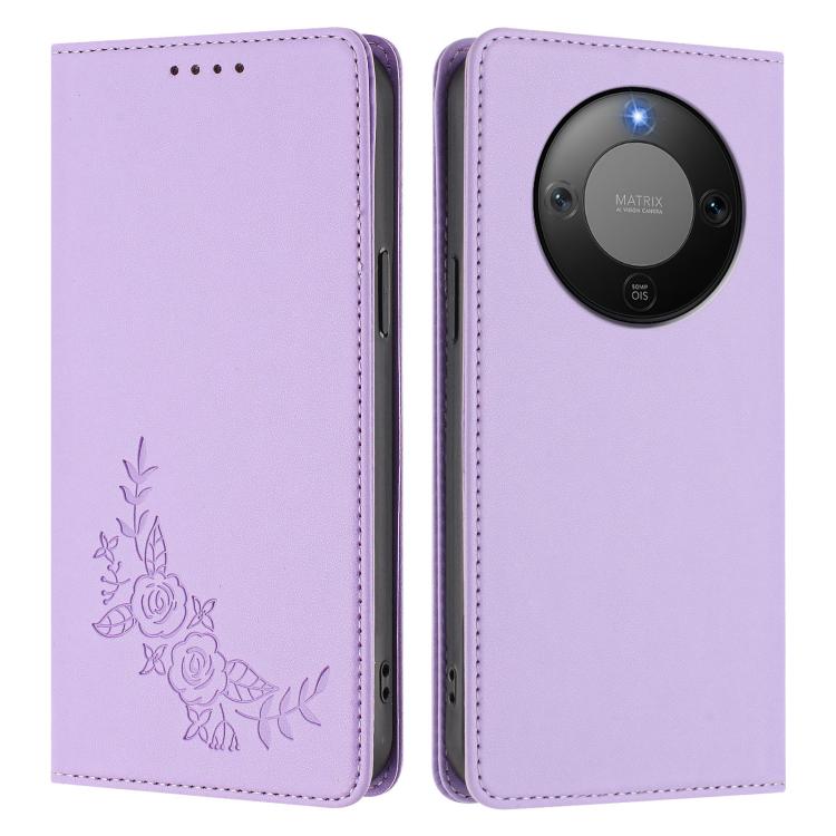 For Honor Magic8 Lite / Honor X9d 5G Peony Embossed Magnetic RFID Vegan Leather Phone Case