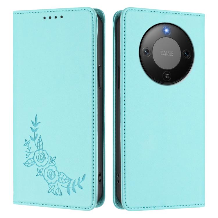 For Honor Magic8 Lite / Honor X9d 5G Peony Embossed Magnetic RFID Vegan Leather Phone Case