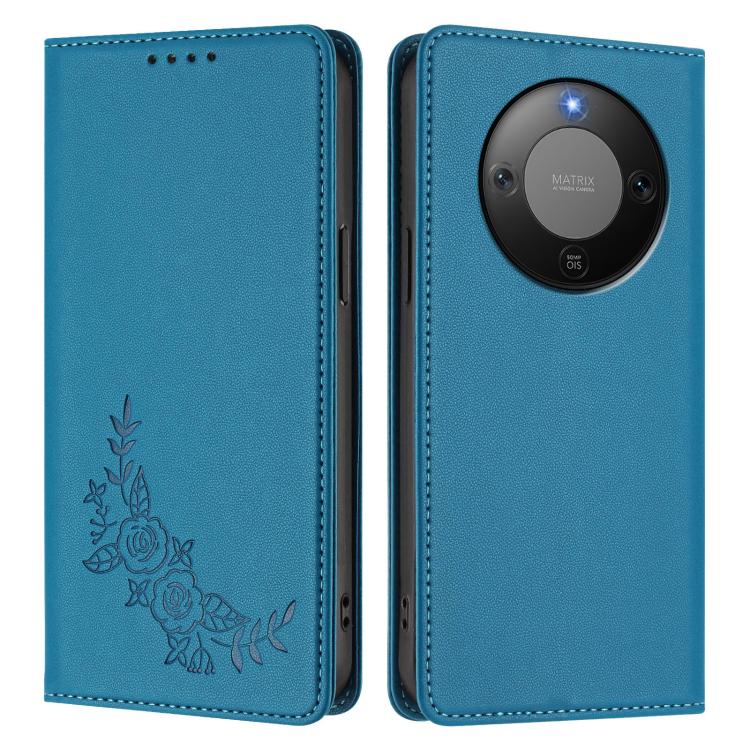 For Honor Magic8 Lite / Honor X9d 5G Peony Embossed Magnetic RFID Vegan Leather Phone Case