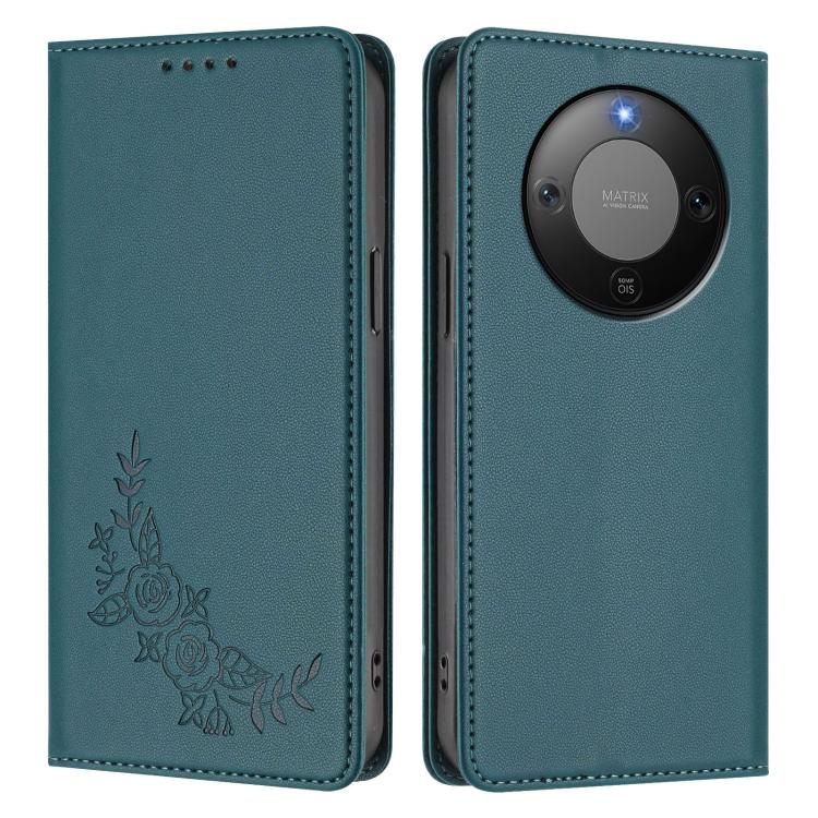 For Honor Magic8 Lite / Honor X9d 5G Peony Embossed Magnetic RFID Vegan Leather Phone Case