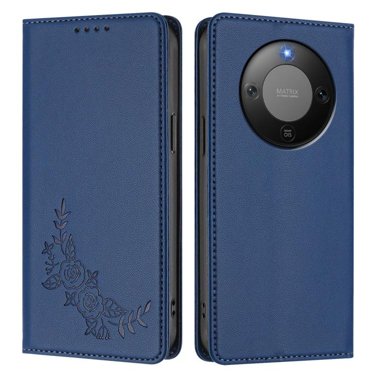 For Honor Magic8 Lite / Honor X9d 5G Peony Embossed Magnetic RFID Vegan Leather Phone Case