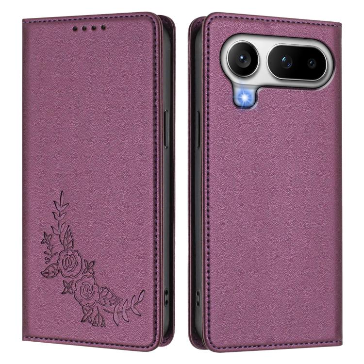 For Honor Magic8 Pro Air 5G Peony Embossed Magnetic RFID Vegan Leather Phone Case