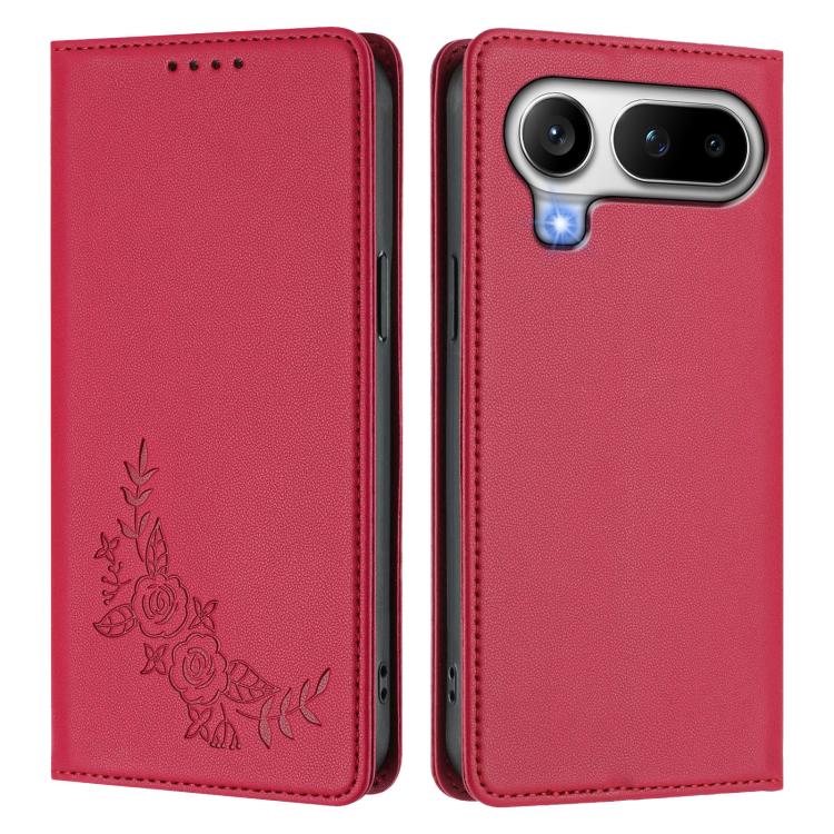 For Honor Magic8 Pro Air 5G Peony Embossed Magnetic RFID Vegan Leather Phone Case