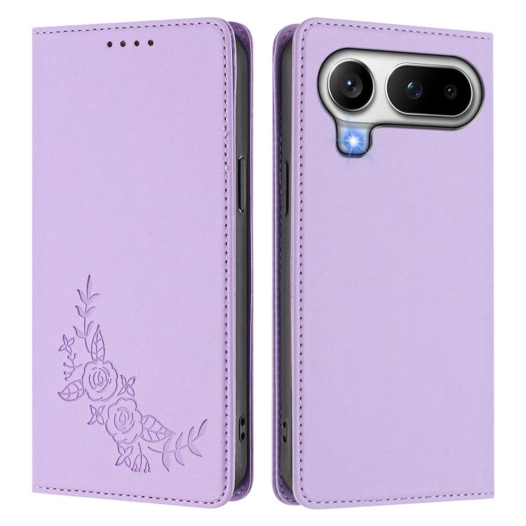 For Honor Magic8 Pro Air 5G Peony Embossed Magnetic RFID Vegan Leather Phone Case
