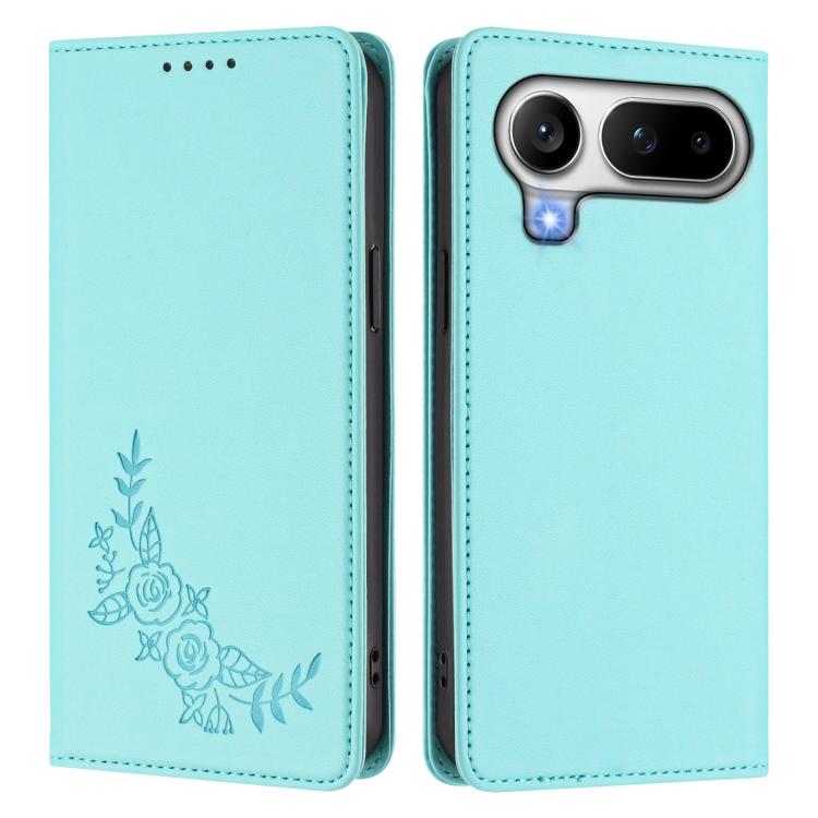 For Honor Magic8 Pro Air 5G Peony Embossed Magnetic RFID Vegan Leather Phone Case