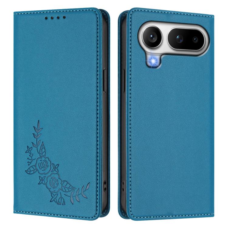 For Honor Magic8 Pro Air 5G Peony Embossed Magnetic RFID Vegan Leather Phone Case