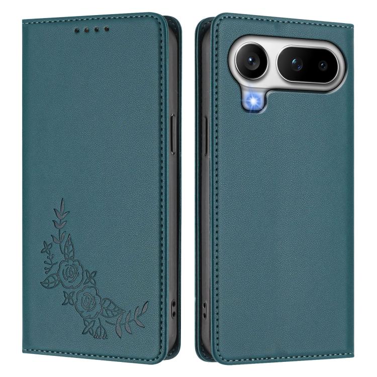 For Honor Magic8 Pro Air 5G Peony Embossed Magnetic RFID Vegan Leather Phone Case