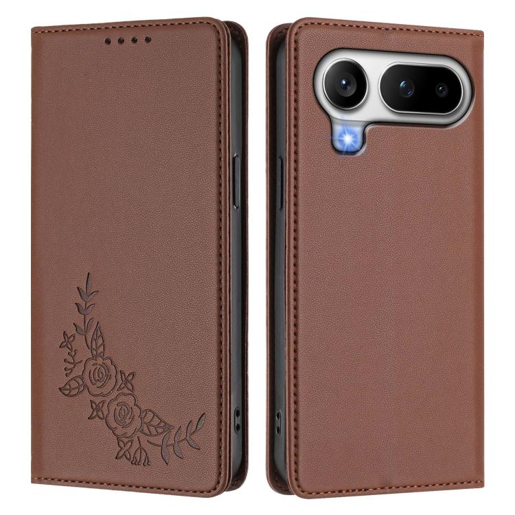 For Honor Magic8 Pro Air 5G Peony Embossed Magnetic RFID Vegan Leather Phone Case