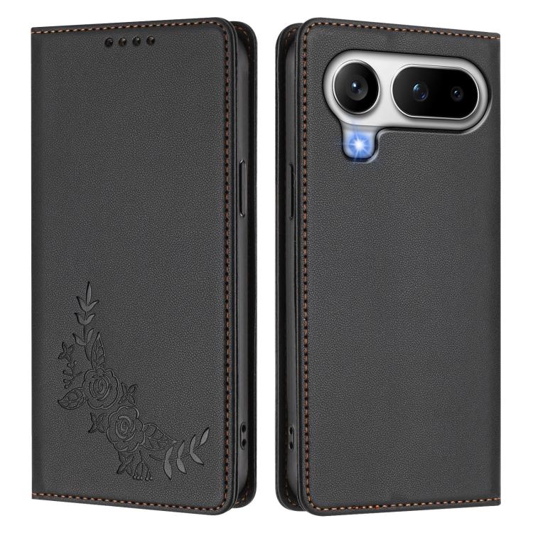 For Honor Magic8 Pro Air 5G Peony Embossed Magnetic RFID Vegan Leather Phone Case