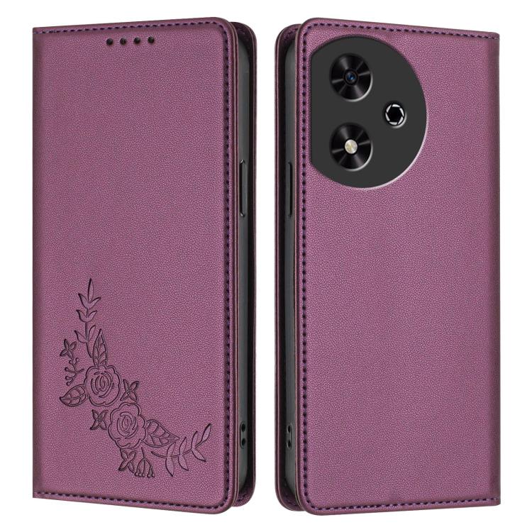 For Honor Play 50 Peony Embossed Magnetic RFID Vegan Leather Phone Case