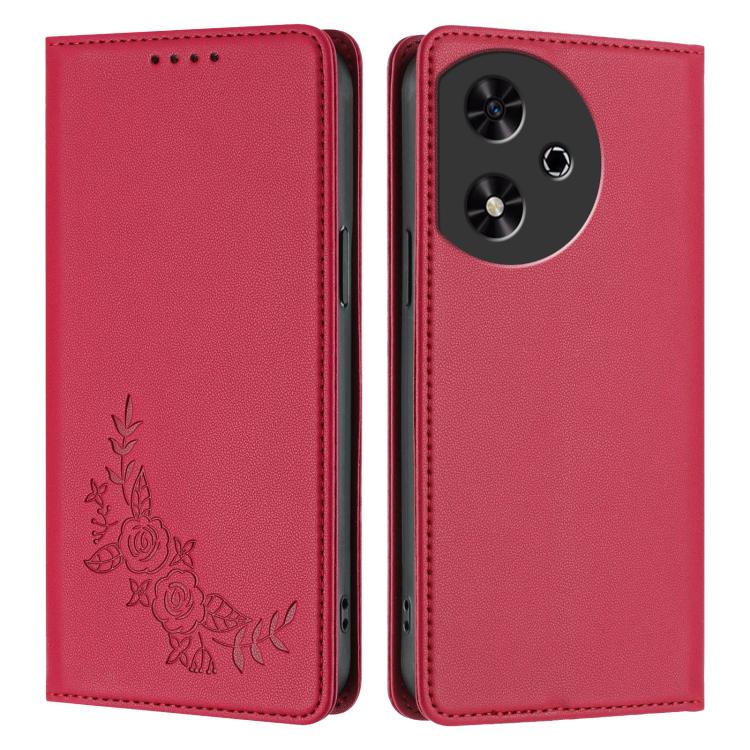 For Honor Play 50 Peony Embossed Magnetic RFID Vegan Leather Phone Case