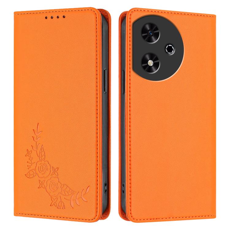 For Honor Play 50 Peony Embossed Magnetic RFID Vegan Leather Phone Case