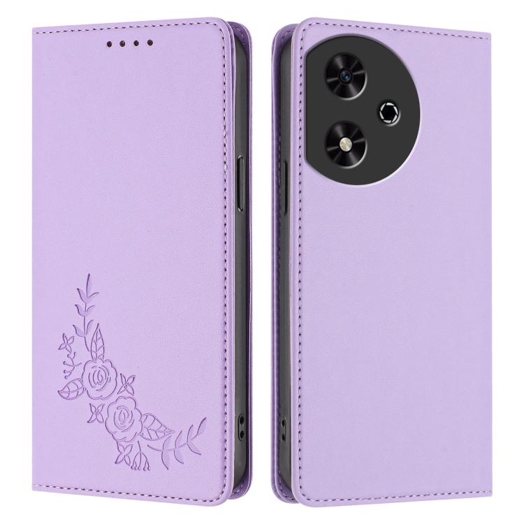 For Honor Play 50 Peony Embossed Magnetic RFID Vegan Leather Phone Case