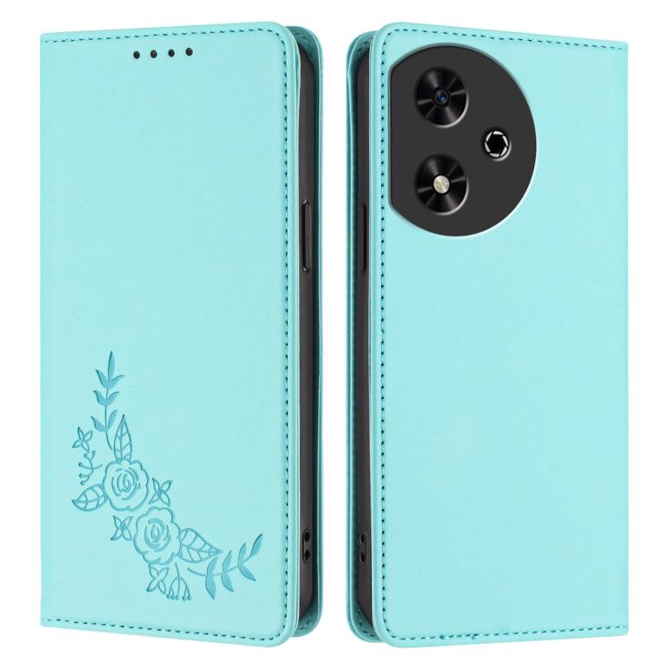 For Honor Play 50 Peony Embossed Magnetic RFID Vegan Leather Phone Case