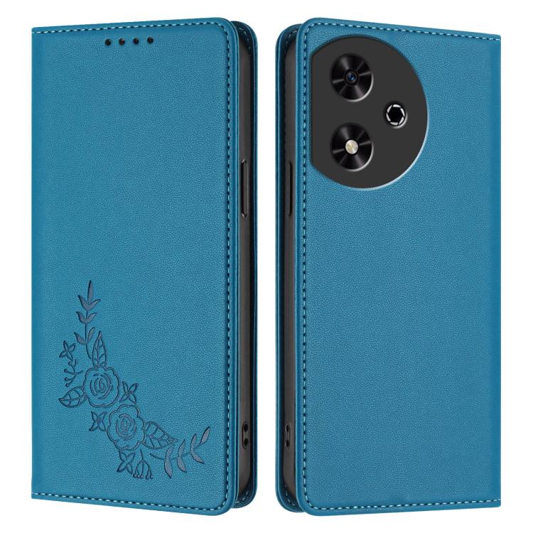 For Honor Play 50 Peony Embossed Magnetic RFID Vegan Leather Phone Case