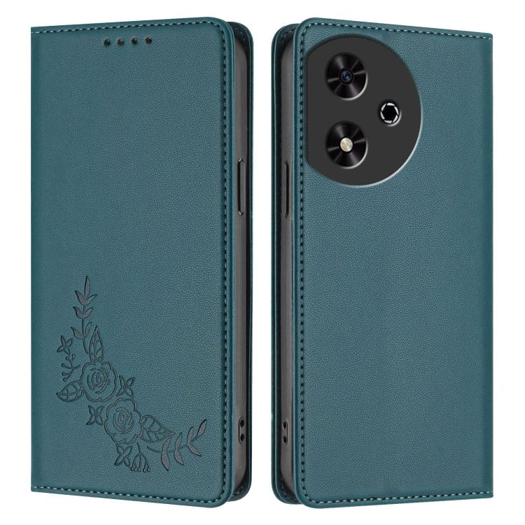 For Honor Play 50 Peony Embossed Magnetic RFID Vegan Leather Phone Case