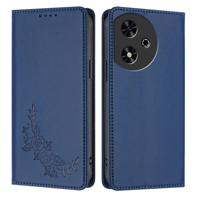 For Honor Play 50 Peony Embossed Magnetic RFID Vegan Leather Phone Case