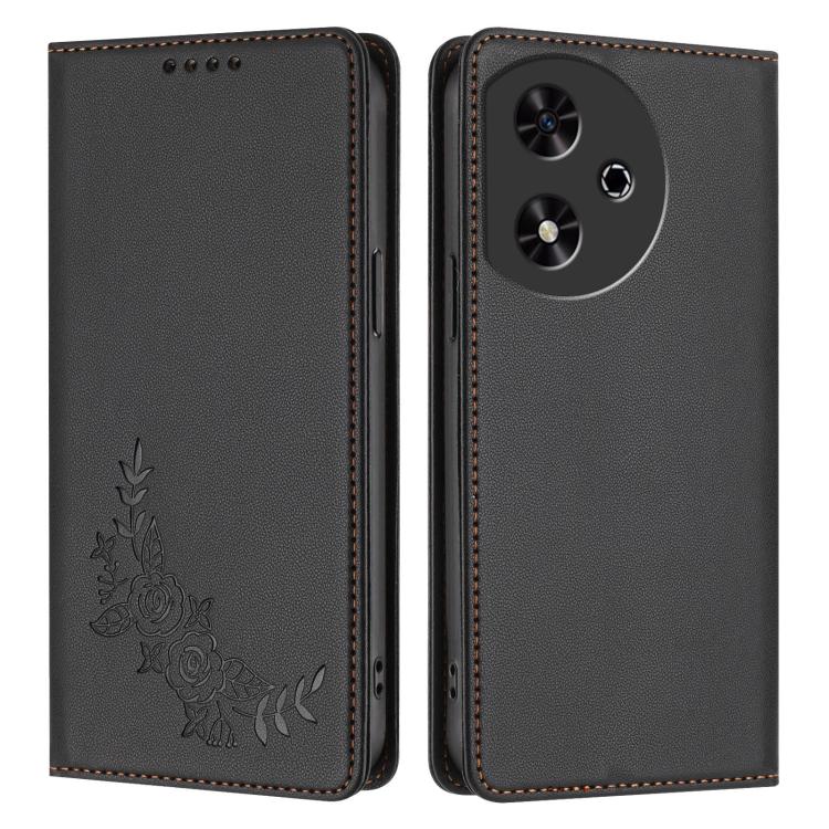 For Honor Play 50 Peony Embossed Magnetic RFID Vegan Leather Phone Case