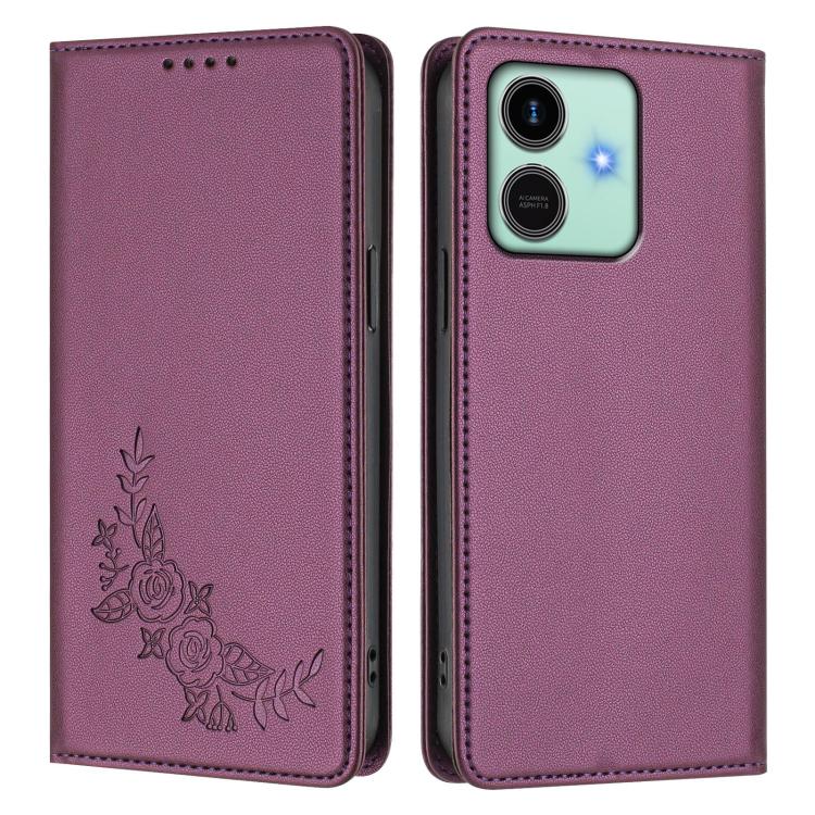 For Honor Play10 4G Peony Embossed Magnetic RFID Vegan Leather Phone Case