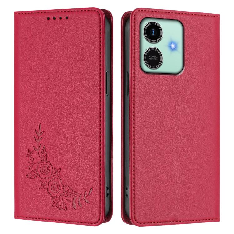 For Honor Play10 4G Peony Embossed Magnetic RFID Vegan Leather Phone Case