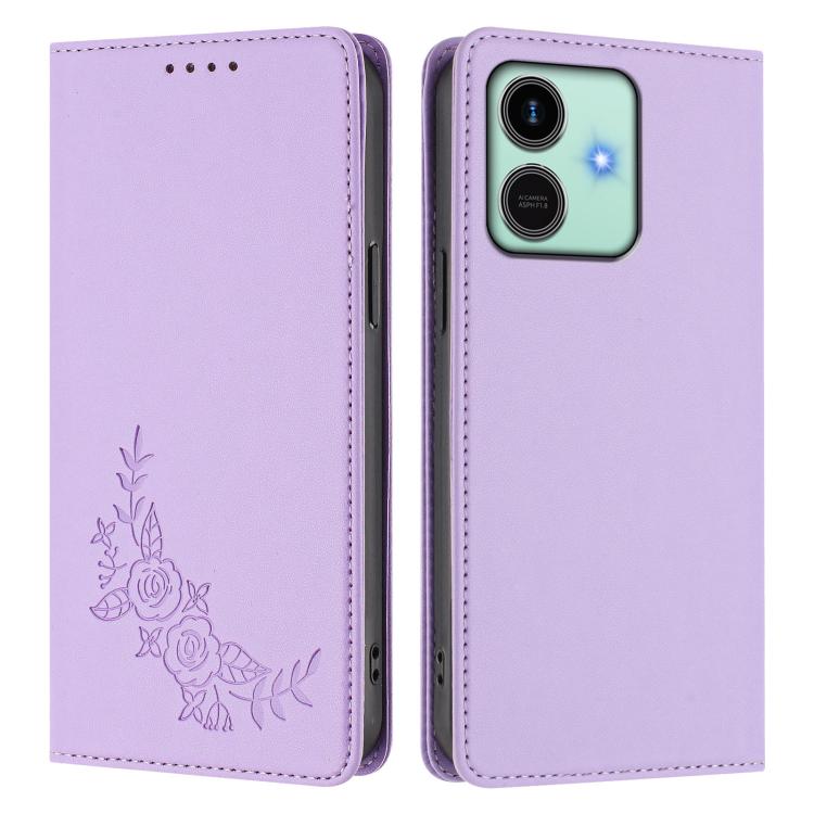 For Honor Play10 4G Peony Embossed Magnetic RFID Vegan Leather Phone Case