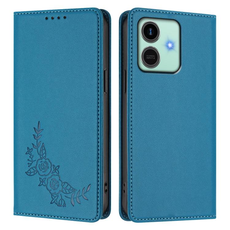 For Honor Play10 4G Peony Embossed Magnetic RFID Vegan Leather Phone Case