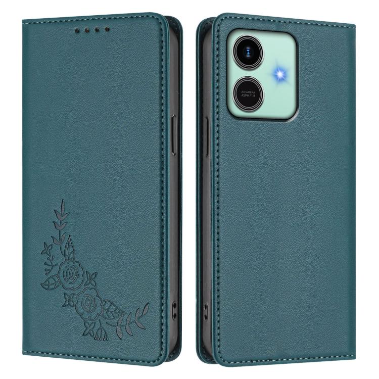For Honor Play10 4G Peony Embossed Magnetic RFID Vegan Leather Phone Case