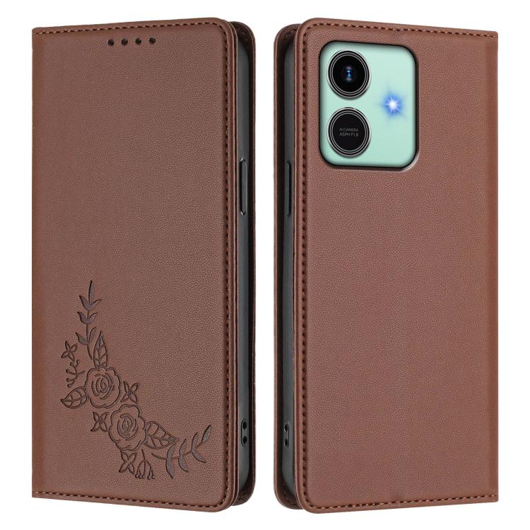 For Honor Play10 4G Peony Embossed Magnetic RFID Vegan Leather Phone Case