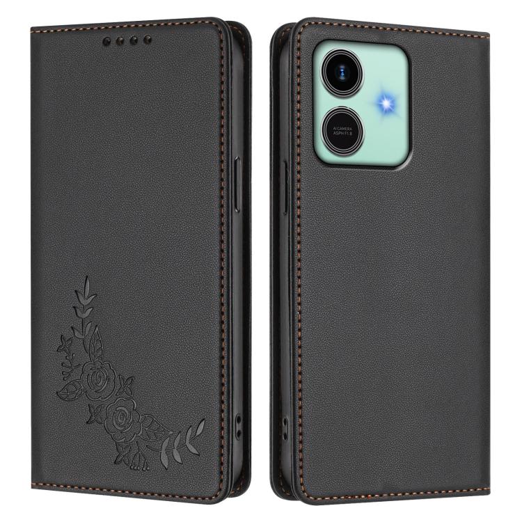 For Honor Play10 4G Peony Embossed Magnetic RFID Vegan Leather Phone Case