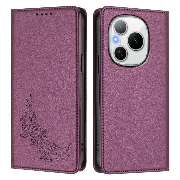 For Honor Power Peony Embossed Magnetic RFID Vegan Leather Phone Case