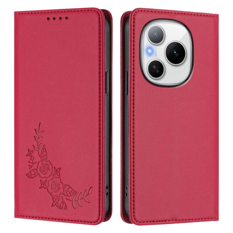 For Honor Power Peony Embossed Magnetic RFID Vegan Leather Phone Case