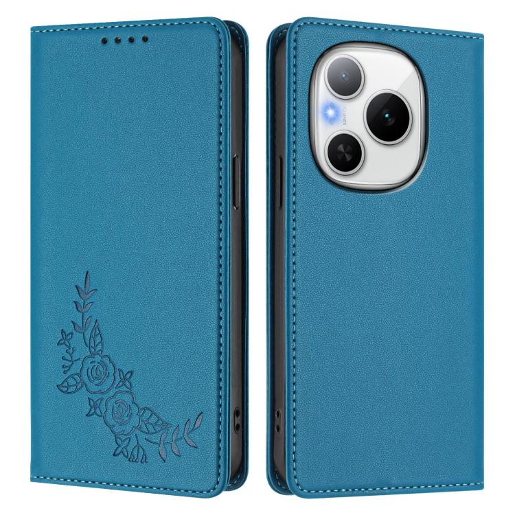 For Honor Power Peony Embossed Magnetic RFID Vegan Leather Phone Case