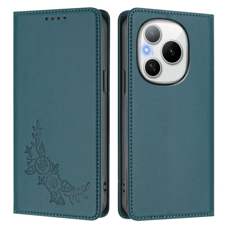 For Honor Power Peony Embossed Magnetic RFID Vegan Leather Phone Case